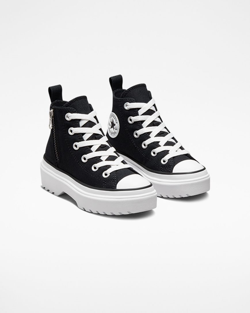 Girls' Converse Chuck Taylor All Star Lugged Lift Canvas High Top Platform Shoes Black / White | AU 8453CS